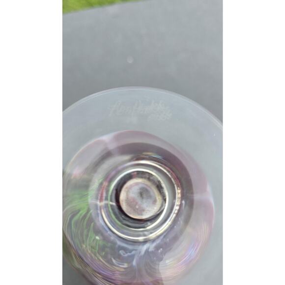 Ron Hinkle Art Glass Vase 2006 Iridescent Swirl Pedestal Signed Handmade Decor - Picture 10 of 12